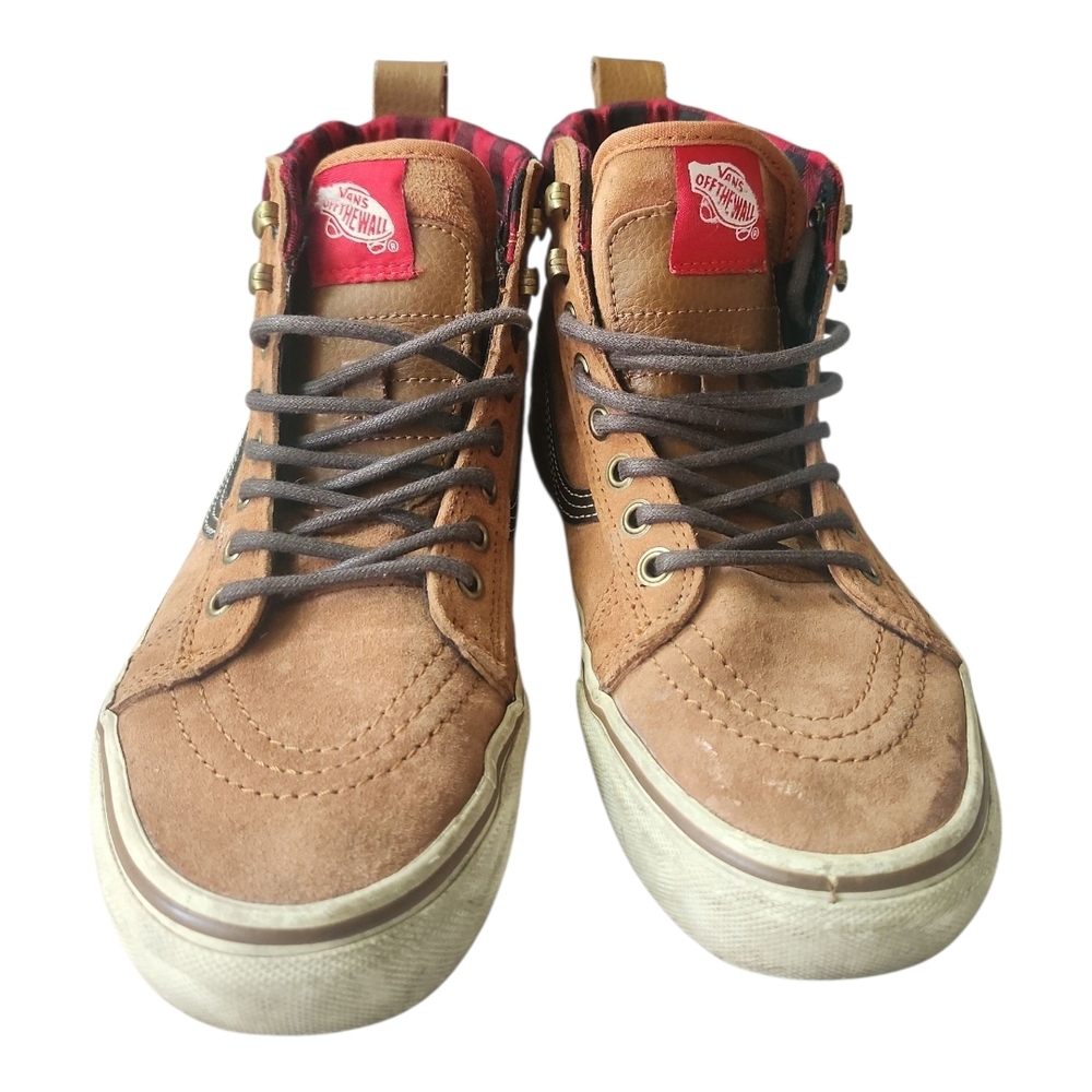 Vans Sk8-Hi MTE Scotchgard Suede Sneakers Men’s 7 / Women’s 8.5 Tan Plaid Lining - Picture 2 of 10